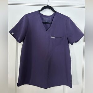 Figs Deep Purple Short Sleeve one pocket scrub top
